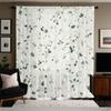2Pc Green Branches And White Flowers Pattern Curtains, Polyester Fabric, Machine Washable, Suitable For Living Room And Bedroom