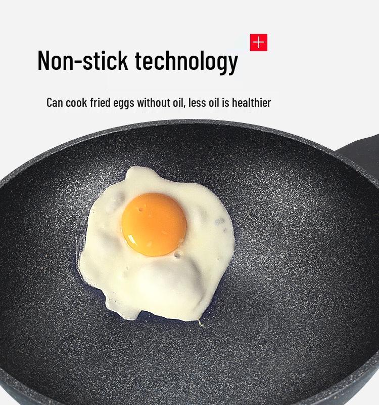 Premium Maifan Stone Non-Stick Wok, Low-Smoke, Flat-Bottom, Universal for Gas & Induction Cooktops, 32CM Stir-Fry Pan.