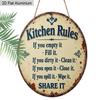 2D Flat Aluminum Rustic Farmhouse Kitchen Decor Round Metal Sign, Cute Family Manners Sign for Mom, Wife, Housewarming Gift, Pre-Drilled Holes for