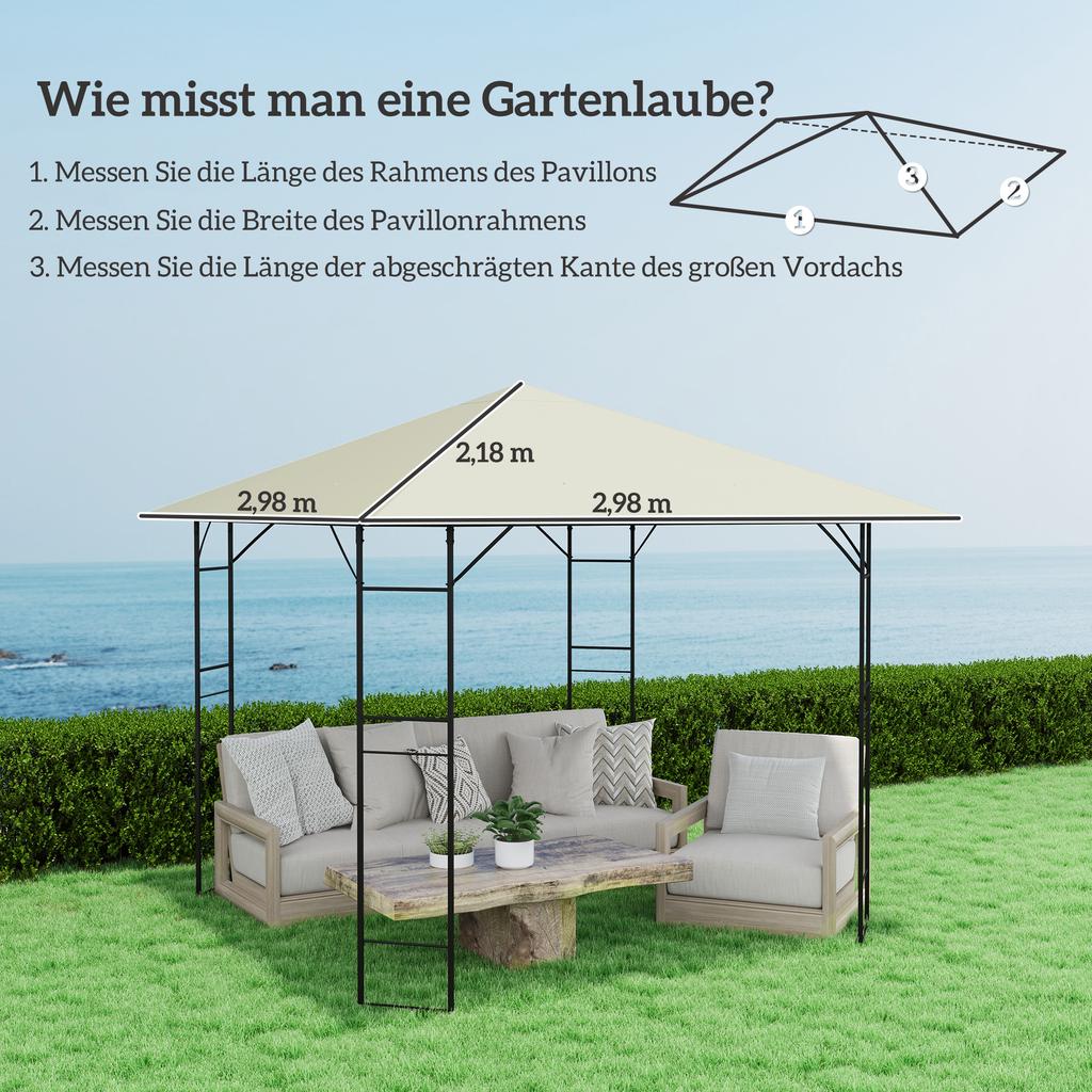 3 X 3(m) Gazebo Canopy Replacement, for 01-0867 - Cream