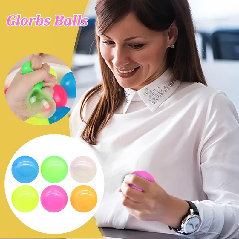 6Pcs Luminous Wall Target Ball Sucker Sticky Ceiling Ball Decompressiontoys Squeeze Ball For Kids Adult Colorful Rubber Balls