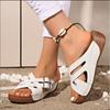 Fashion Metal Buckle Sandals for Women 2025 Summer New Fashion Versatile Cross Flats Casual Breathable Lightweight Comfortable