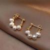1Pair Retro Baroque Pearls Dangle Earrings For Women Elegant Korean Simple Jewelry Wedding Party Accessories