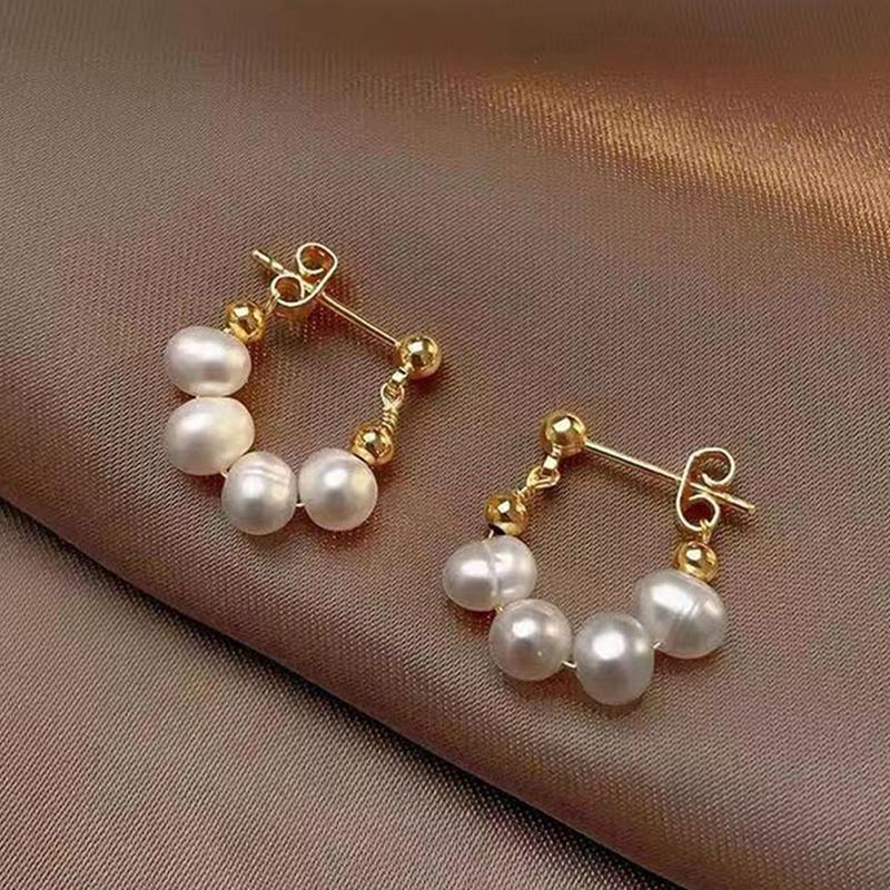 1Pair Retro Baroque Pearls Dangle Earrings For Women Elegant Korean Simple Jewelry Wedding Party Accessories