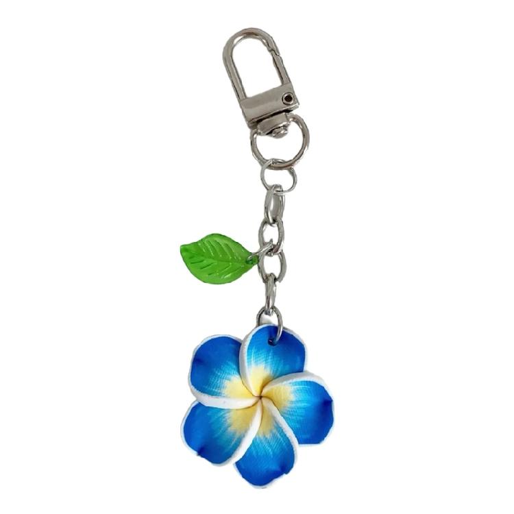 Everyday Keychain Bright Sunflower And Frangipani Pendant Keyring Lightweight PVC Key Holder For Backpack Purse темно-синий