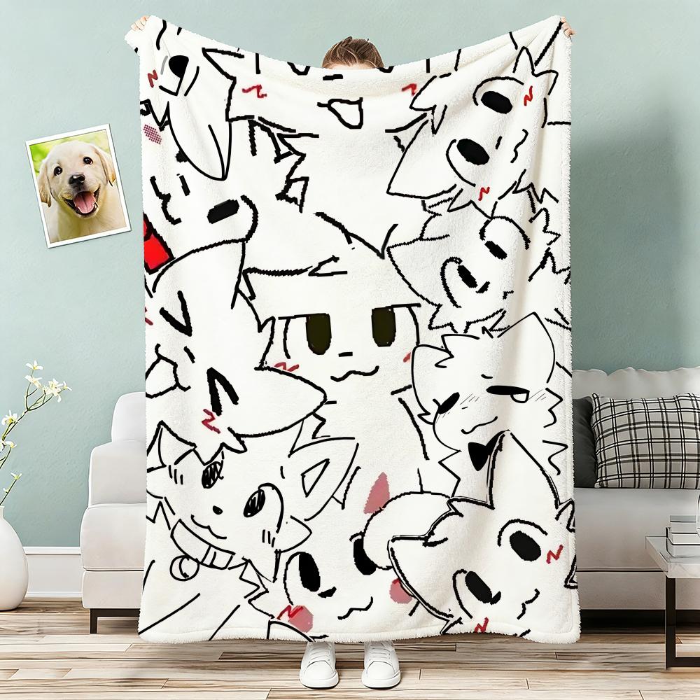 Cute Cat B-Boykisser Throw Lightweight 240G Flannel Blanket Soft Skin-Friendly For Summer Cooling