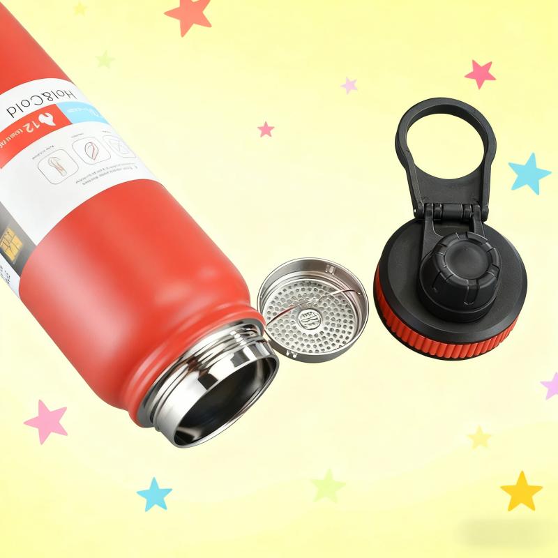 600/800ML Outdoor Thermos Kettle Water Bottle with Tea Filter Stainless Steel Travel Insulated Cup Leak-proof Sports Flask