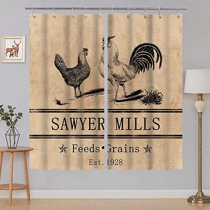 

Rooster Miller-Aniaml Курица Оконные Шторы, Гостиная, Кухня, Балкон, Домашний Декор, Спальня, Украшение Патио 100W130H(CM)40x51in&Grommet Top