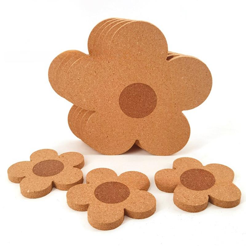 Floral Cork Coaster - Reusable Office Insulated Coaster With Cork Flower Design, Suitable For Coffee, Tea Cups, Etc