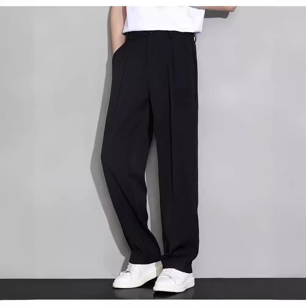 Pantalon d'été léger pour homme, élégant, coupe droite - Pantalon de costume ample, confortable, respirant, à drapé
