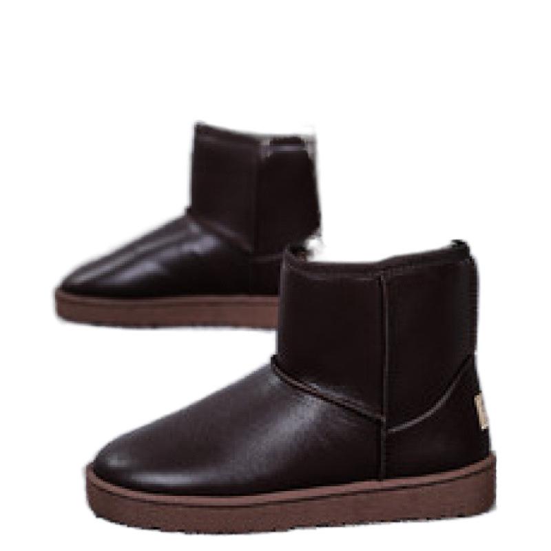 Winter velvet cotton boots men's thickened warm shoes youth tide boots high-top shoes short boots leather outdoor snow boots