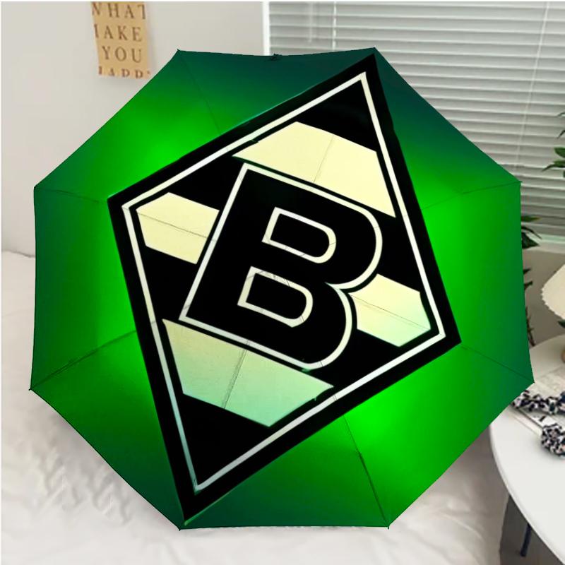 Borussia Monchengladbach logo Print Automatic Umbrella, 8 Rib Iron Frame, Plastic Handle, Suitable for Outdoor Travel &Daily , Ideal Gift