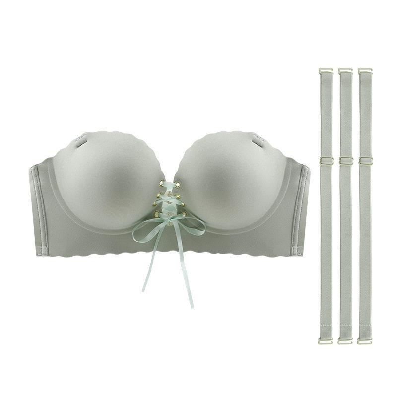 1Cm Thickened Cup Strapless External Expansion Women's Non-slip Large Flat Chest Suspender Skirt Invisible Tube Top