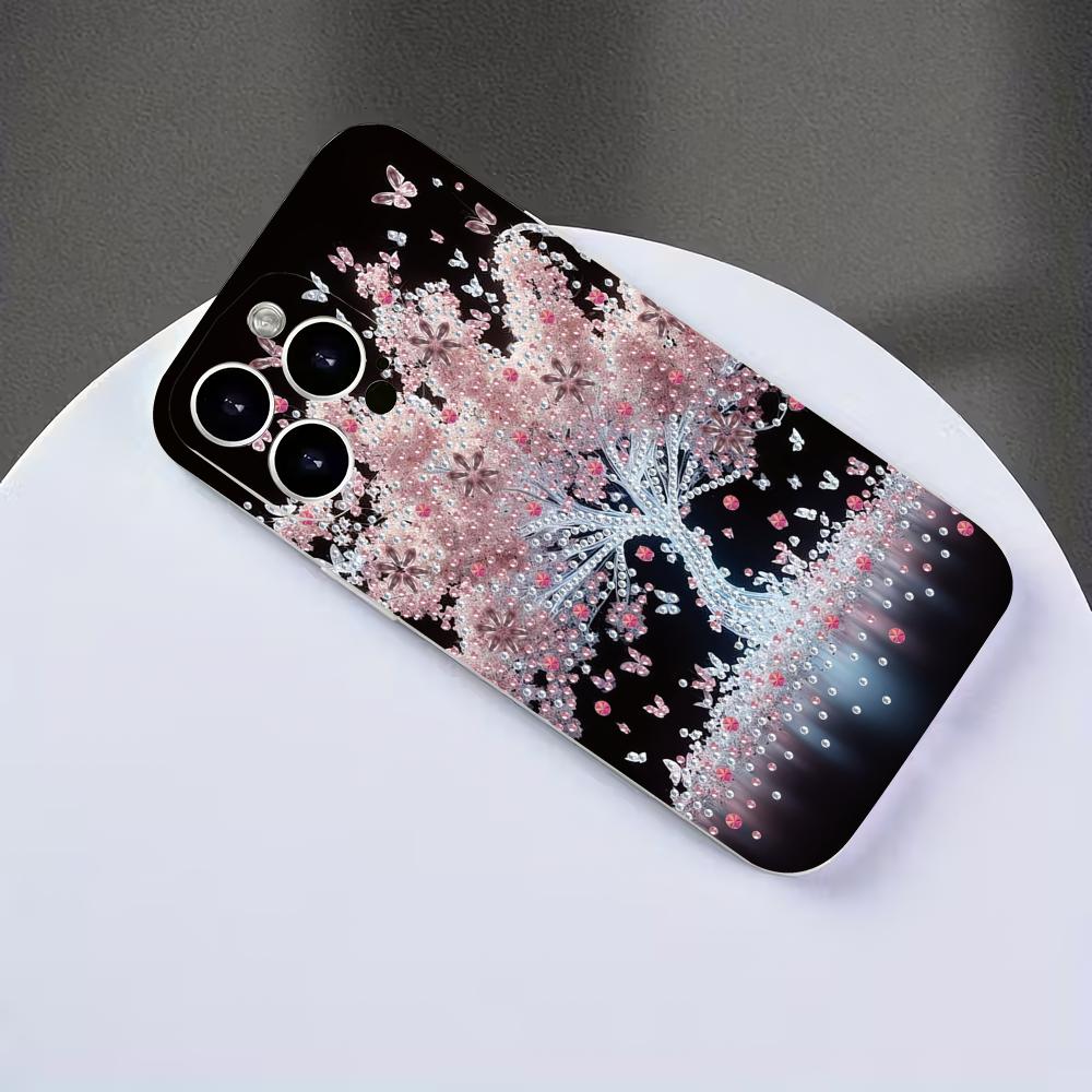 Creative Pink Tree Design Pattern Phone Case Suitable for iPhone 17 16 15 14 13 12 11 Pro/Max/Plus Anti Drop Frosted Soft Shell