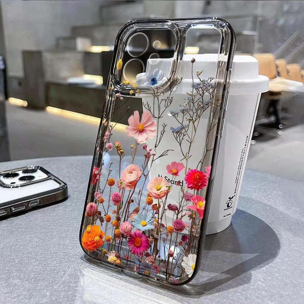 Abstract Plants Flower Phone Case For iPhone 16 Pro Case iPhone 13 15 11 12 14 Pro Max 16e 8 7 Plus XR XS X SE Clear Soft Cover