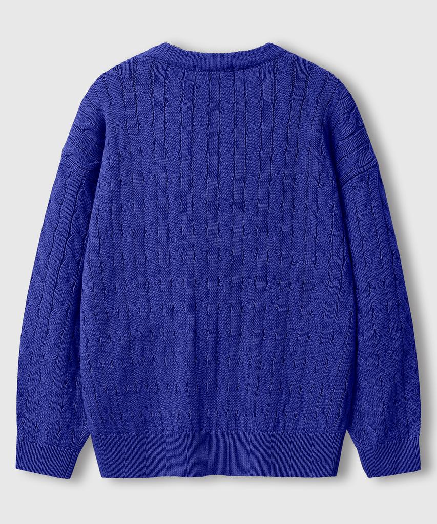 LEMAIN SECOND Oversized Voluminous Washable Crew Neck Cable Knit [Blue]