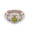 Six Claw Set 2.04 Ctw Round Peridot 925 Sterling Silver Rose Vermeil Solitaire Women Wedding Ring