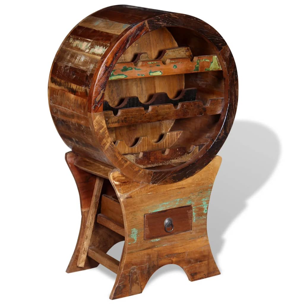 10er Weinregal aus recyceltem Massivholz