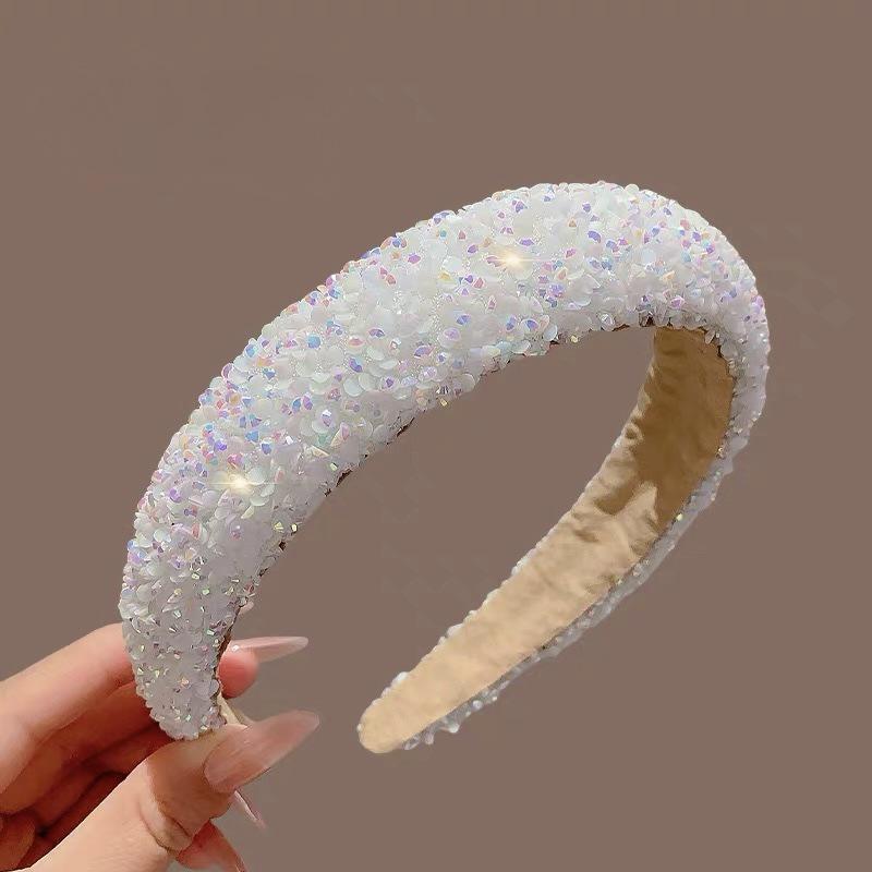 

Высококлассная повязка на голову с широкими полями из стразов и пайеток для женщин - сверкающий дизайн звезды