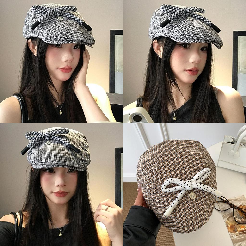 Retro Plaid Bowler Hat For Women With Breathable Windproof Sunshade For Spring Summer Casual Styling