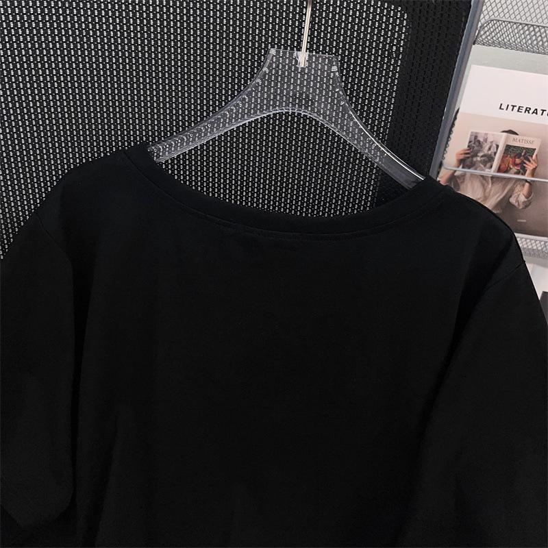 Women's Plus Size Slimming Loose Fit Short-Sleeve Round Neck Mid-Length T-Shirt (200/300/350 Jin)