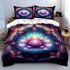 Colorful Mandala Lotus Decor Set Bedding Set with 1 Duvet Cover 2 Pillowcases Single Double King Queen, Gift