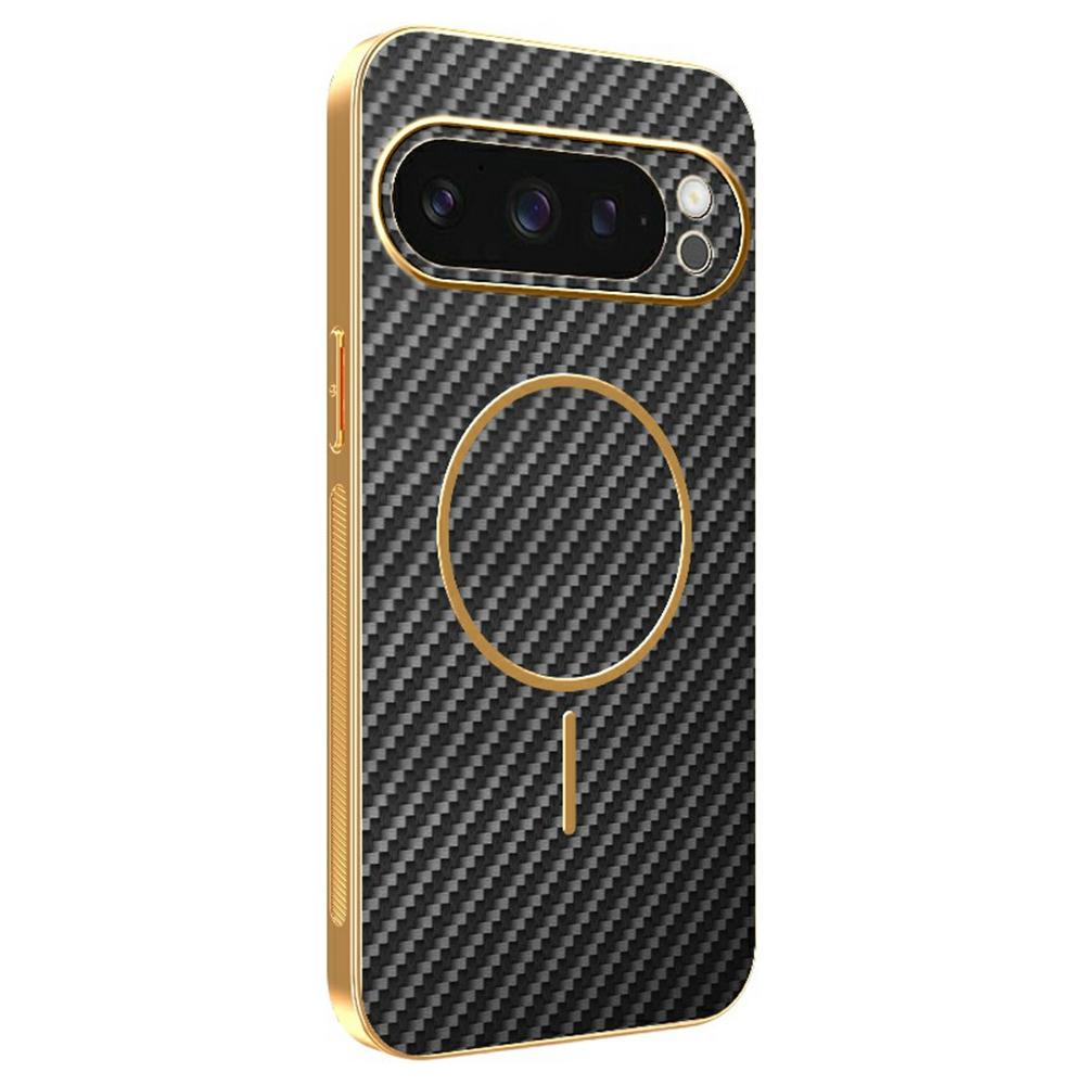 For Google Pixel 9 Pro Phone Case Carbon Fiber Textured Electroplated TPU Back Cover