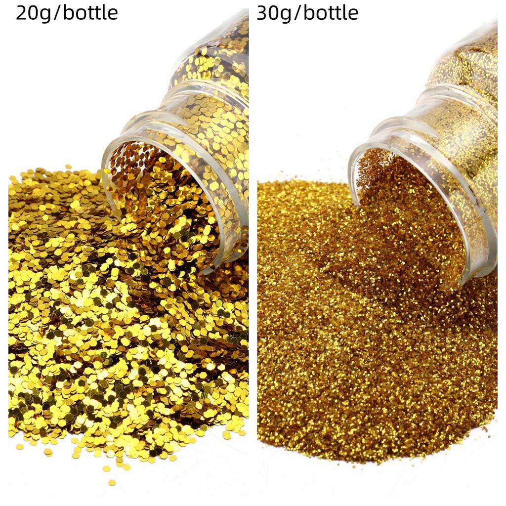 20/30g Glitter Sprinkles Powder Colorful Hexagonal Sparkly Powder Nail Art For Handicraft Creative Nail Paillette Decoration
