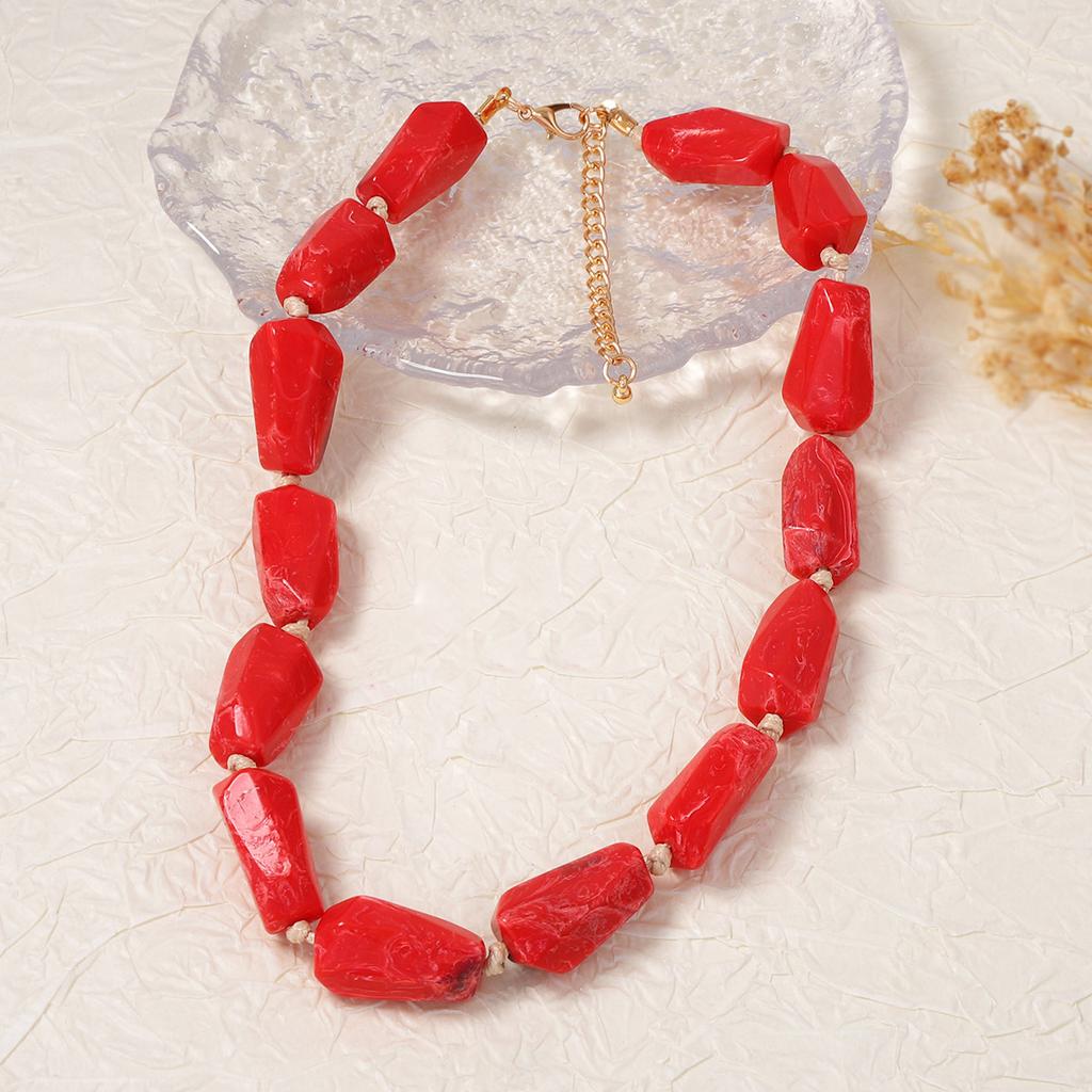 European American Light Luxury Simple Colorful Beaded Necklace High Grade Multi Layer Stackable Retro Literary Jewelry For Women