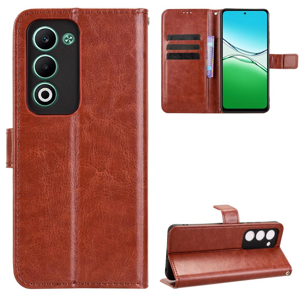 For Oppo A5 5G/Oppo A5 4G PU Leather Case with Strap Crazy Horse Texture Phone Wallet Cover