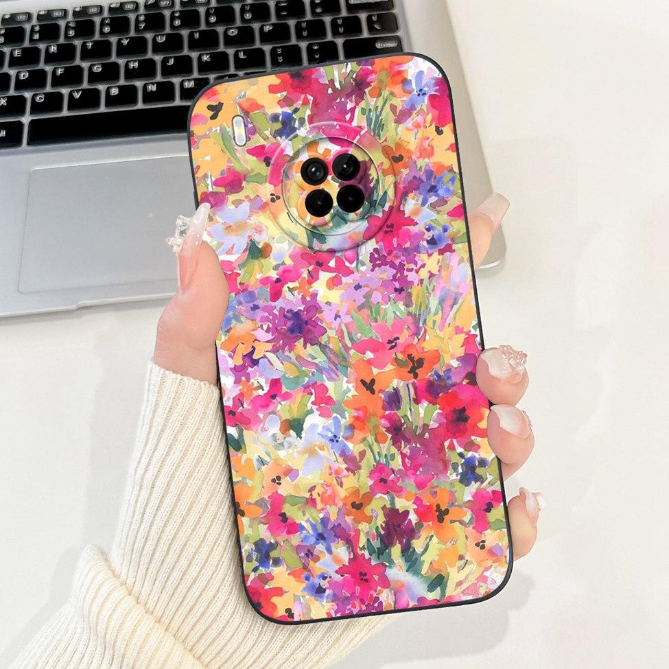 For Huawei Y9a Case Fashion Cute Cartoon Luxury Flowers Silicone Back Cover For Huawei Y9a Phone Case Shockproof Bumper FRL-L22