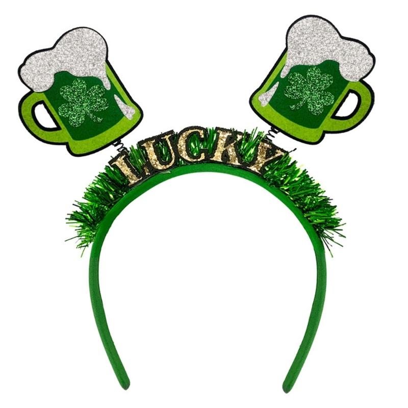 

Green Holiday Hairband Plastic Hair Hoop Safe User Friendly Design Headwear for Children and Adults Irish Festivals