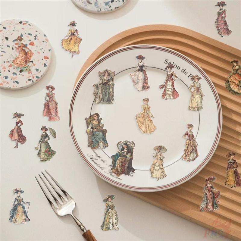 50Pcs/Set Retro Victorian Lady Series 01 PET Stickers Waterproof DIY Fashion Doodle Decals Stickers