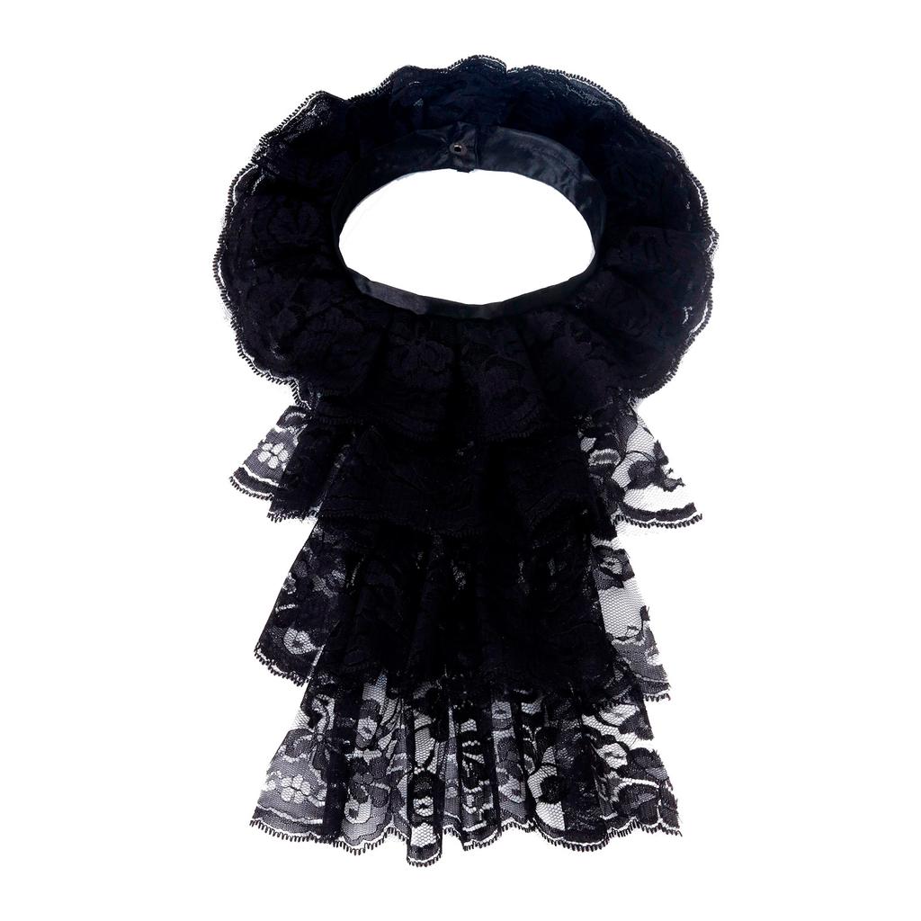 Elegant Ruff Jabot Collar Multilayer Lace Collar for Masquerades Parties Cosplay Event Collar Costume Neckpiece All Age