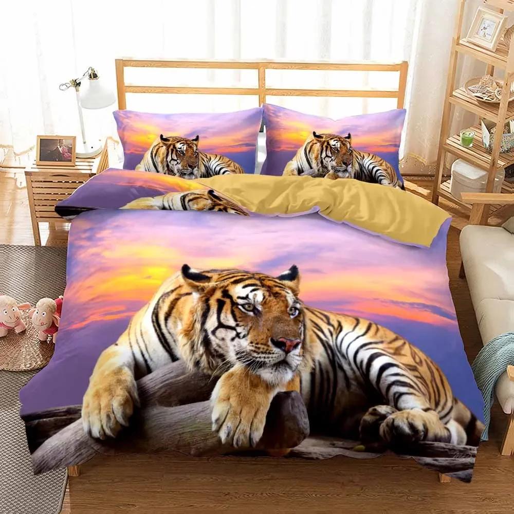 Comforter Tiger Bedding Set Bedclothes Printed 3D Animals S Double Bed Super King Queen Single Adult Size S Hot