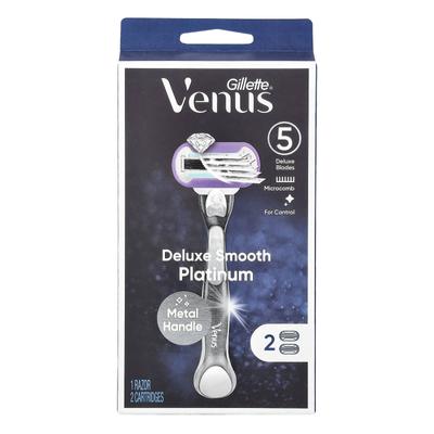 Venus, Deluxe Smooth Platinum, 1 rasoir, 2 cartouches