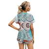 Women's Round Neck Chiffon Short Sleeved Floral Short Sleeved T-shirt for Women Shirt