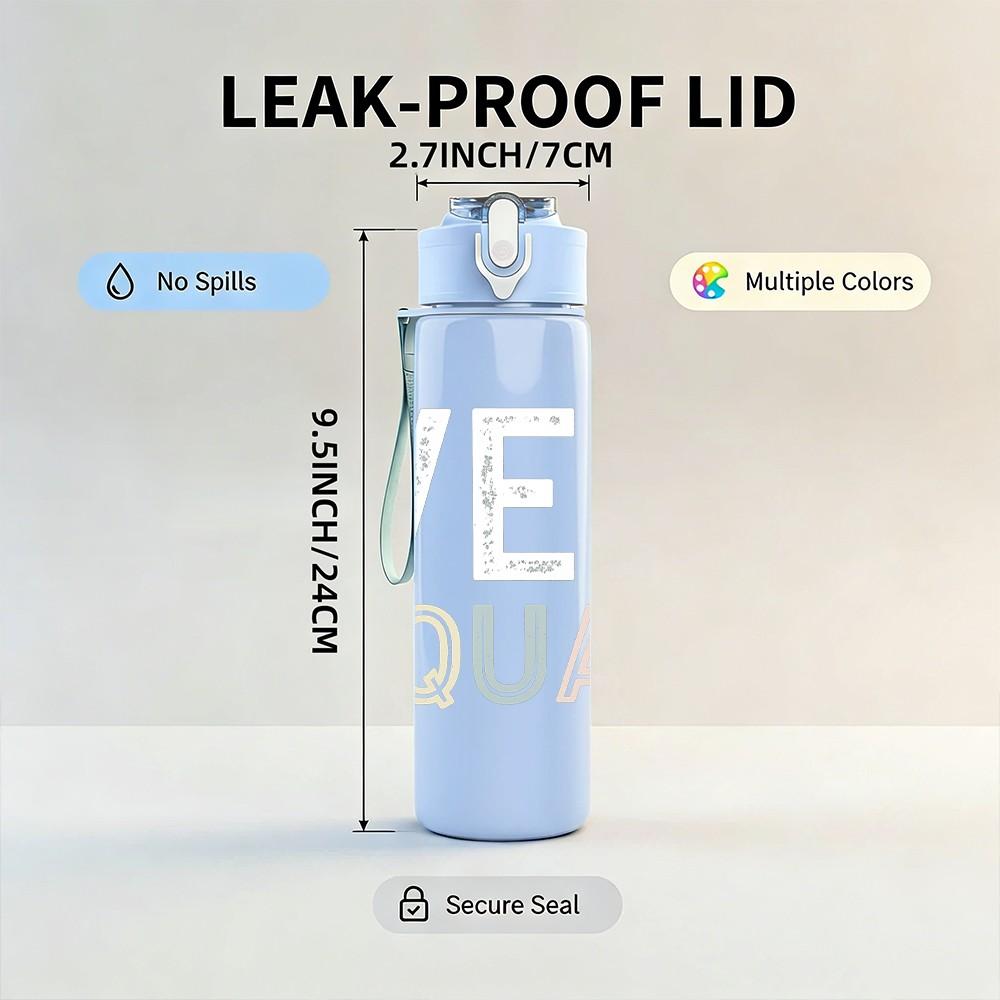 1PC Vet Squad Retro Letter Text Print 750ml Color Plastic Sports Water Bottle Leakproof Flip Straw Lid Suitable for Sports Office Home Use
