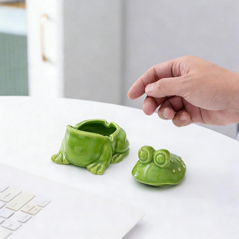 Detachable Frogs Shaped Ashtray Soap Holder for Bar Bathroom Toilet Home Office Hotel Detachable Lid