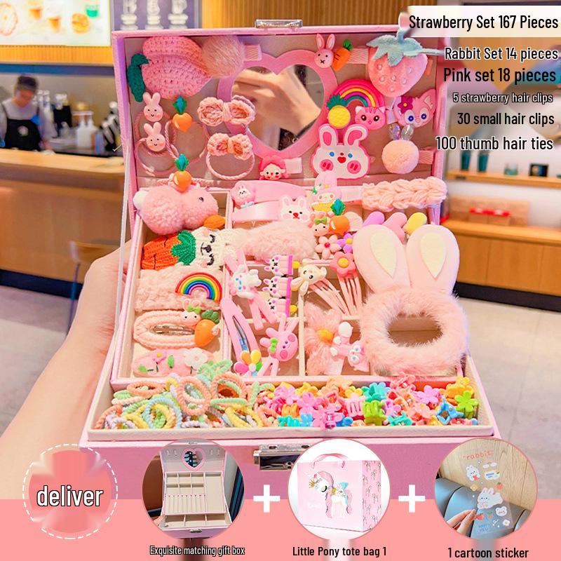 

Подарунковий набір дитячих аксесуарів для волосся: Милі шпильки для волосся, Принцесова скринька для коштовностей, Пов язки на голову та гумки для волосся на день народження