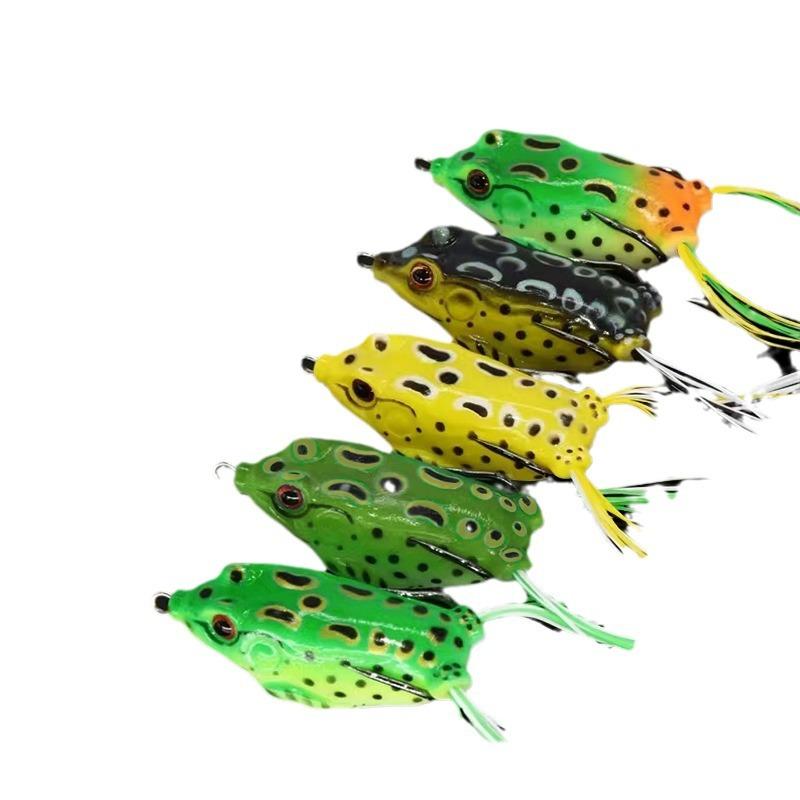 5Pcs Fishing Soft Frogs Bass Fishing Lure Baits Hollow Body Water Frogs Fishing Tool Color Random Suitable Outdoor Fishing Tools