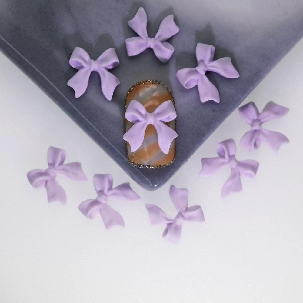 White Ribbon Resin Bow Nail Charm Parts 3D Rhinestone Nail Art Decoration Accessories Supplies for DIY Korean Manicure Design
