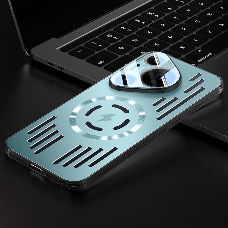 Hard Metal Heat Dissipation Magnetic Wireless Charging Cover For Huawei P40 P50 P60 Puro 70 Ultra Pro Cool Protective Back Case