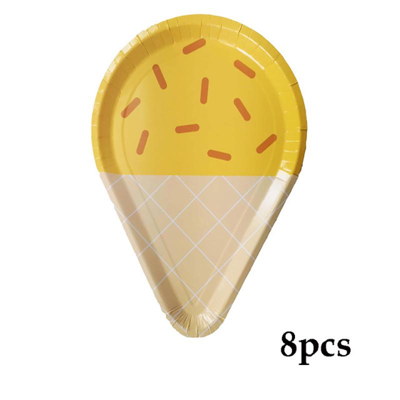 Ice Cream Birthday Party Decoration Kids Toy Baby Shower Disposable Tableware Paper Plates Cups Balloons Flag Party Supplies