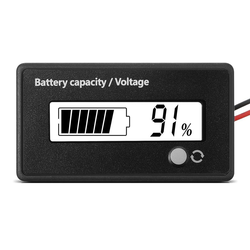 DC 12V 24V 36V 48V 72V Battery Capacity Voltage Meter with Alarm, Battery Capacity Gauge Indicator, Battery Indicator Monitors