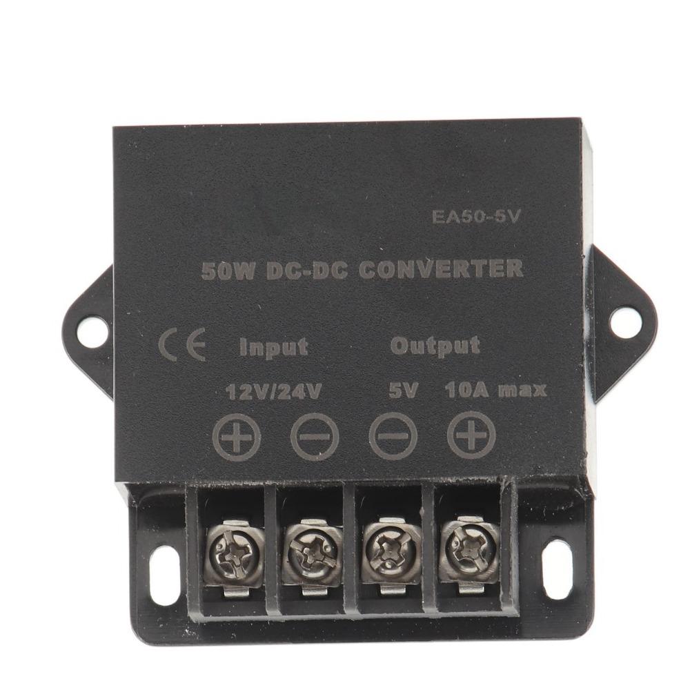 Регулируемый преобразователь питания EA50‑5V DC 24V 12V в 5V 10A 50W Регулятор напряжения IP68 Мини-модуль DC-адаптер Автомобильный низковольтный