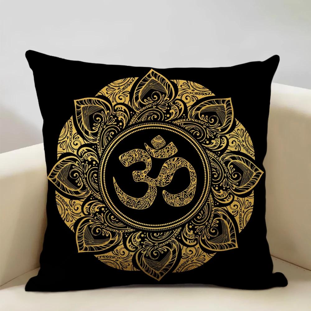 Mandala Sofa Decorative Throw Pillow Case, Hamsa Cushion Cover, Home Living Room Pillow Cover, 45x45cm