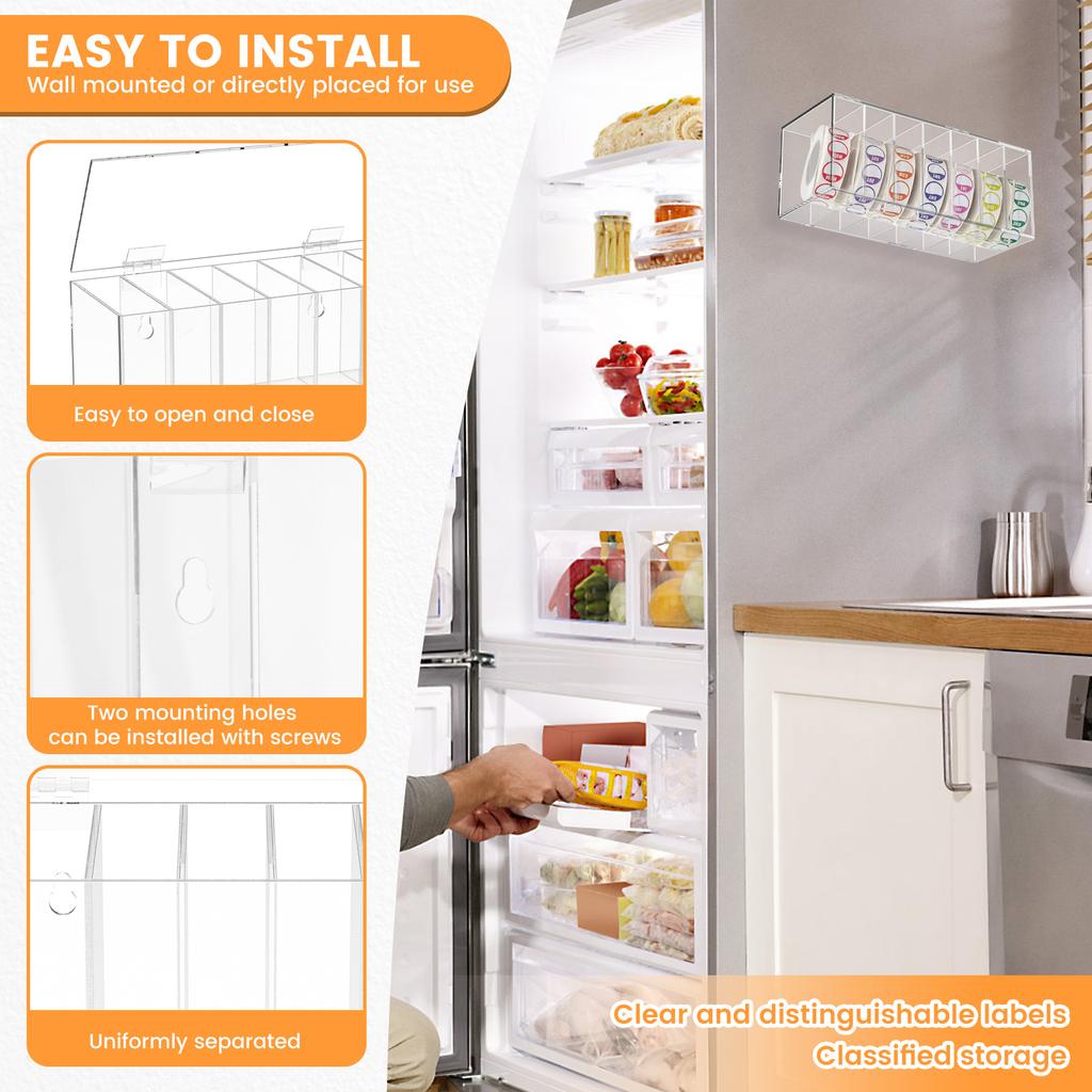 7Slot Storage Box Week Label Dispenser Acrylic Wallmount Transparent Box Versatile Sticker Roll Dispenser for Home School Office