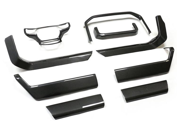 Popular Dry Carbon Fiber Interior Trim Kit for Ford Raptor F150: Includes Steering Wheel, Center Console, Air Vent Stickers