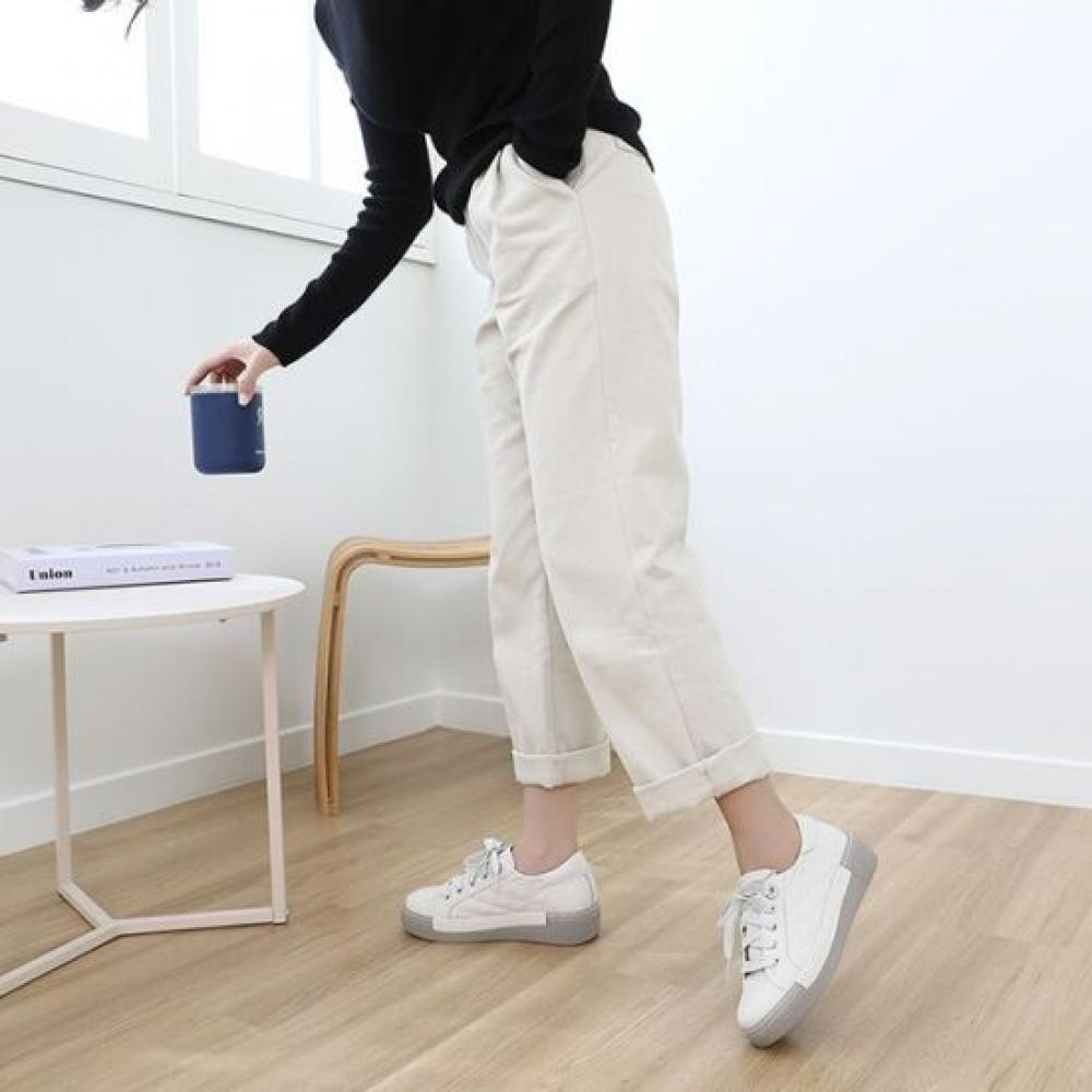 Jisyu Women Genuine Lambskin Quilted Platform Sneakers